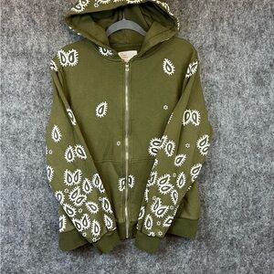 EPTM Amoeba Print Zip Hoodie in olive Size M